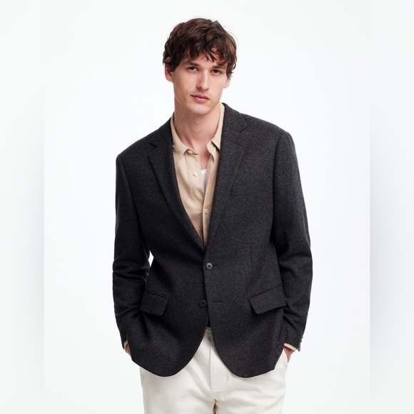 NWOT Madewell Roebling Two-Button Blazer in Italian Fabric 40R -Heather Charcoal - Picture 5 of 11